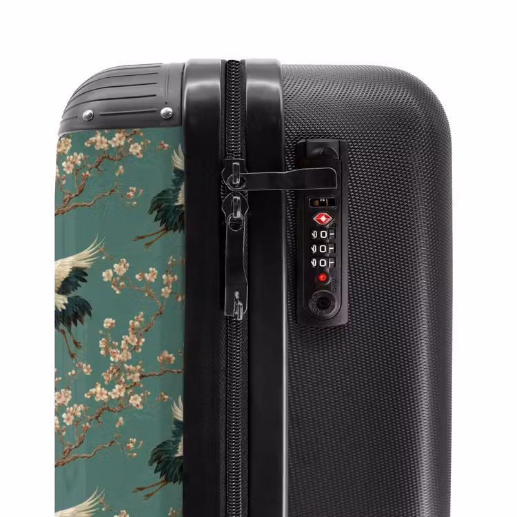 Kersenbloesem - Kraamvogels - Groen NBS - Handbagage koffer - Volwassenen Unisex middel -slot