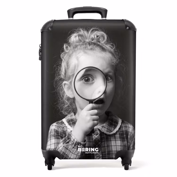 Koffer - Kind - Vergrootglas - Portret - Zwart-wit - Kind - Vergrootglas - Portret - Zwart-wit NBS - Handbagage koffer - Volwassenen Unisex middel