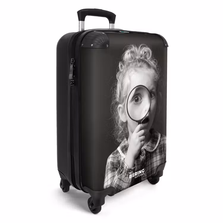 Koffer - Kind - Vergrootglas - Portret - Zwart-wit - Kind - Vergrootglas - Portret - Zwart-wit NBS - Handbagage koffer - Volwassenen Unisex middel