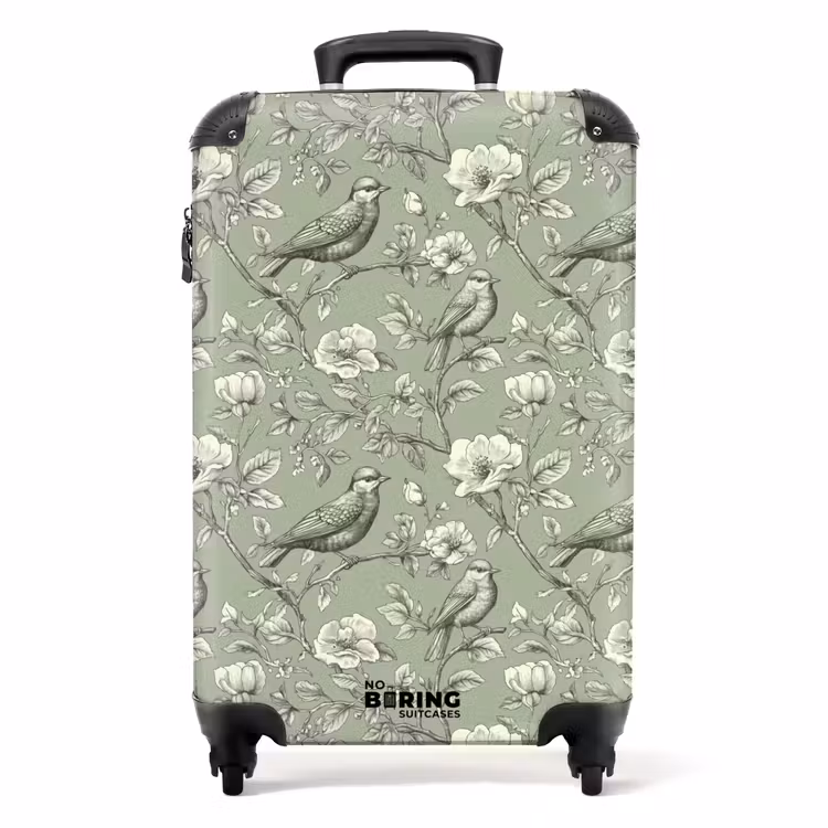 Klassiek - Botanisch - Groen NBS - Handbagage koffer - Volwassenen Unisex middel -productfoto_recht