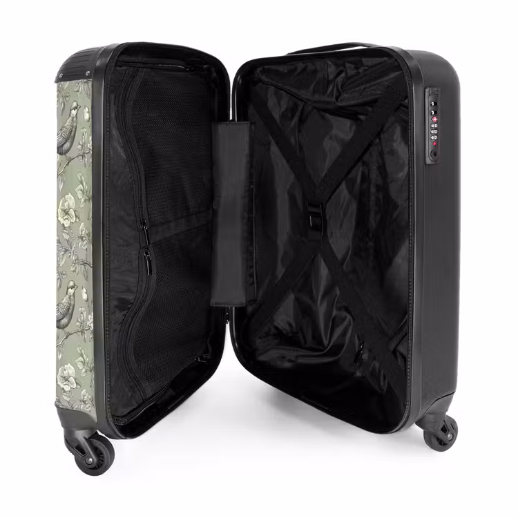 Klassiek - Botanisch - Groen NBS - Handbagage koffer - Volwassenen Unisex middel -binnenkant