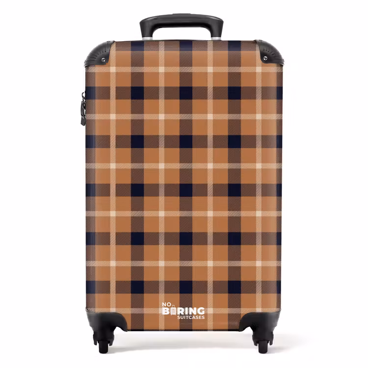 Klassiek dambordpatroon in camel en zwart NBS - Handbagage koffer - Kinderen Unisex middel -productfoto_recht
