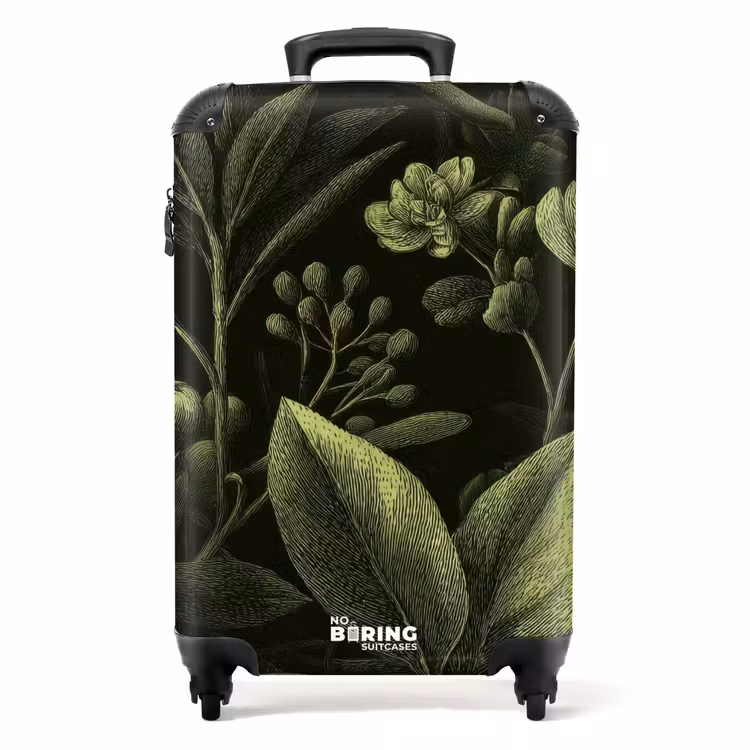 Koffer - Klassiek - Donker - Botanisch - Planten - Klassiek - Donker - Botanisch - Planten NBS - Handbagage koffer - Volwassenen Unisex middel