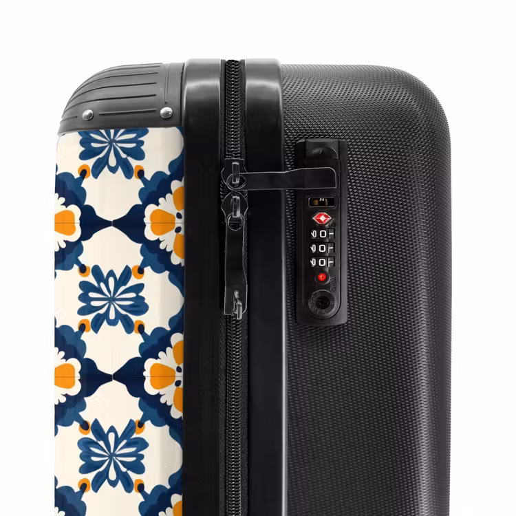 Klassiek - Geometrisch - Blauw NBS - Handbagage koffer - Volwassenen Unisex middel -slot