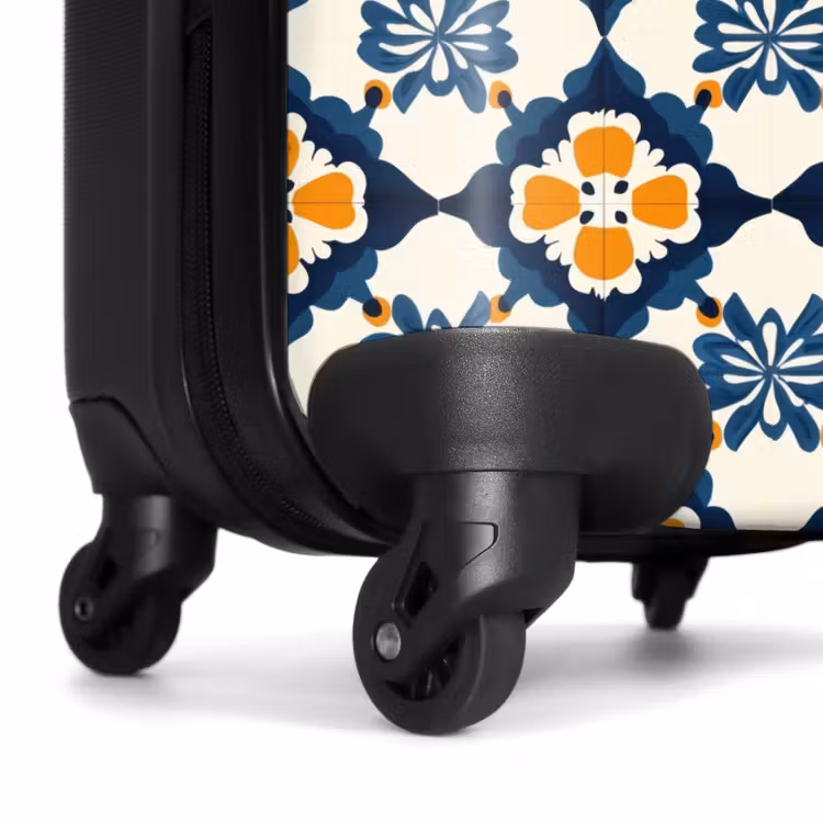 Klassiek - Geometrisch - Blauw NBS - Handbagage koffer - Volwassenen Unisex middel -wiel