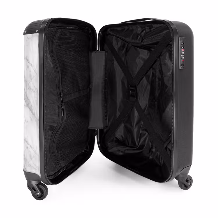 Klassiek - Marmer - Grijs NBS - Handbagage koffer - Volwassenen Unisex middel -binnenkant