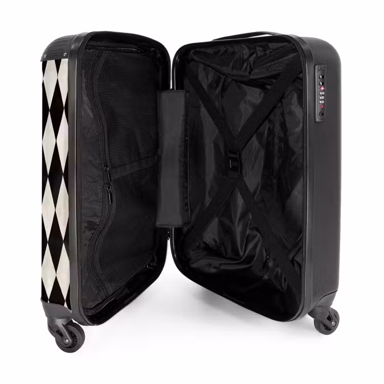 Klassiek - Patroon - Zwart NBS - Handbagage koffer - Volwassenen Unisex middel -binnenkant