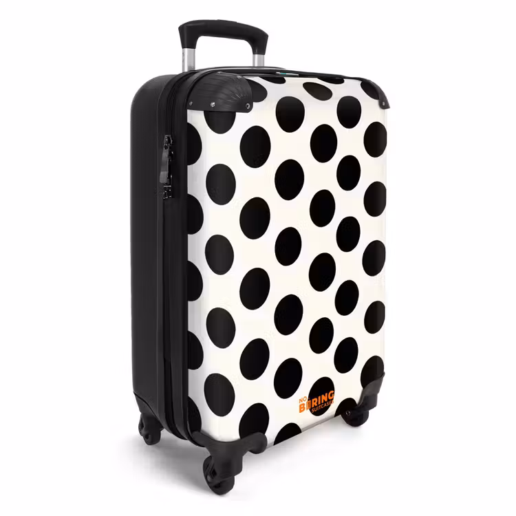 Klassiek - Stippen - Zwart NBS - Handbagage koffer - Volwassenen Unisex middel -productfoto_3d