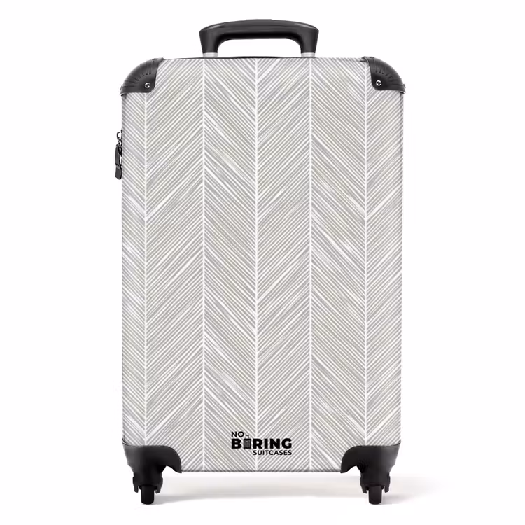Klassiek - Visgraat - Grijs NBS - Handbagage koffer - Volwassenen Unisex middel -productfoto_recht