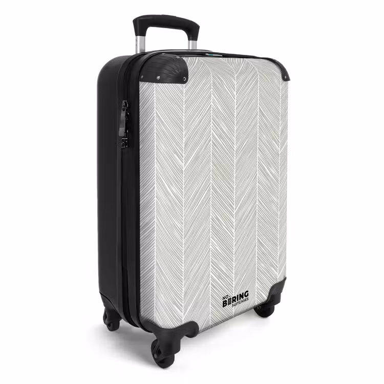 Klassiek - Visgraat - Grijs NBS - Handbagage koffer - Volwassenen Unisex middel -productfoto_3d