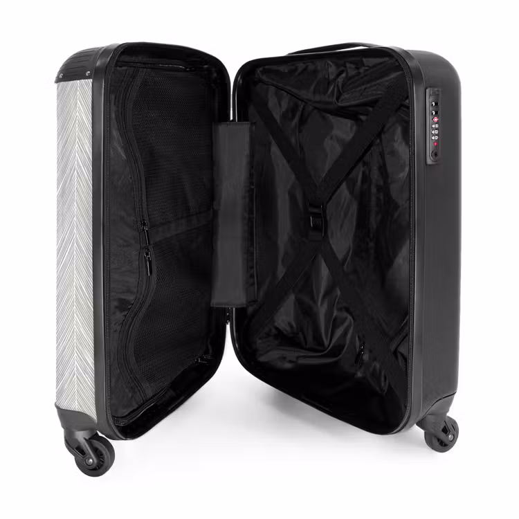 Klassiek - Visgraat - Grijs NBS - Handbagage koffer - Volwassenen Unisex middel -binnenkant