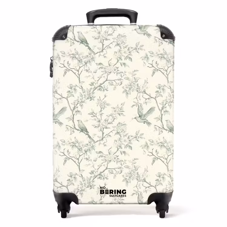 Klassiek - Vogels - Groen NBS - Handbagage koffer - Volwassenen Unisex middel -productfoto_recht