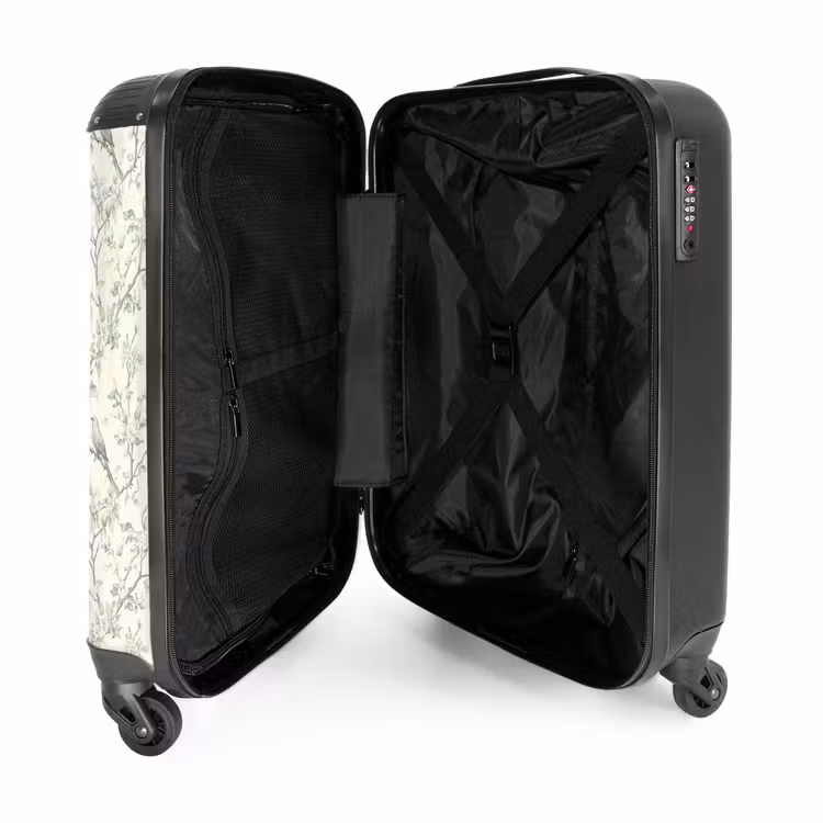 Klassiek - Vogels - Groen NBS - Handbagage koffer - Volwassenen Unisex middel -binnenkant