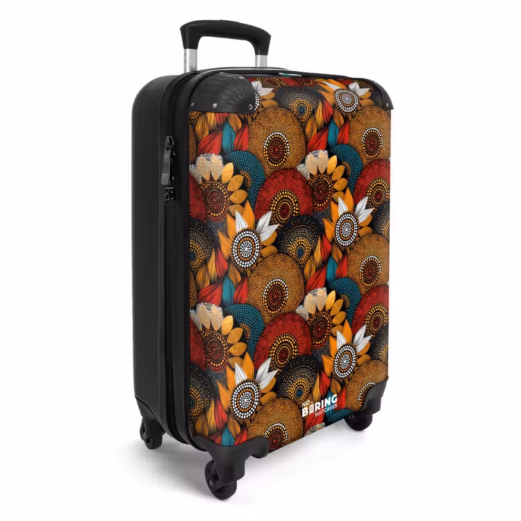 Koffer - Kleurrijk - Aboriginal - Dot Painting - Botanisch - Patroon - Kleurrijk - Aboriginal - Dot Painting - Botanisch - Patroon NBS - Handbagage koffer - Volwassenen Unisex middel