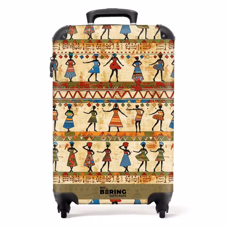 Koffer - Kleurrijk - Afrikaans - Etnisch - Dansende Vrouwen - Patroon - Kleurrijk - Afrikaans - Etnisch - Dansende Vrouwen - Patroon NBS - Handbagage koffer - Volwassenen Unisex middel
