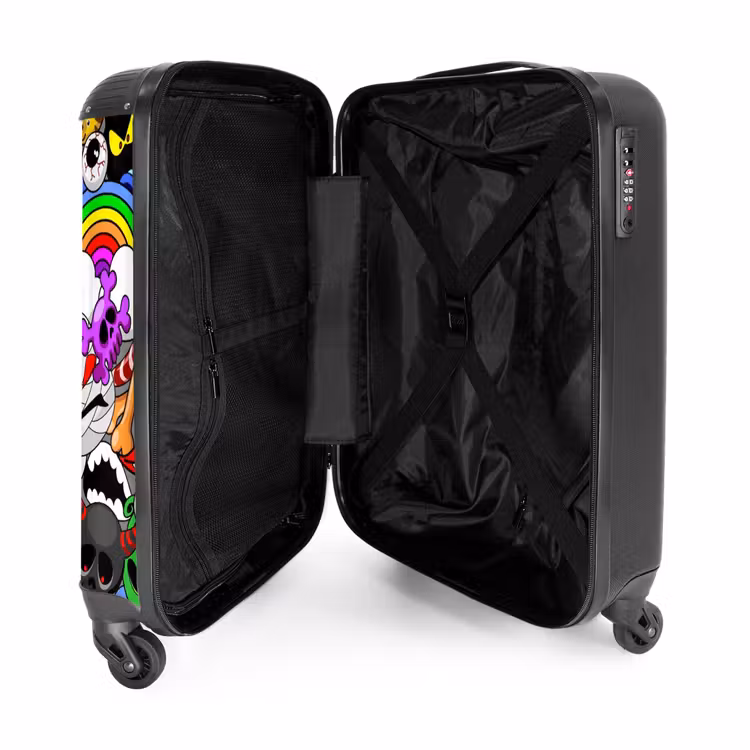 Kleurrijke Monstermix NBS - Handbagage koffer - Unisex middel -binnenkant