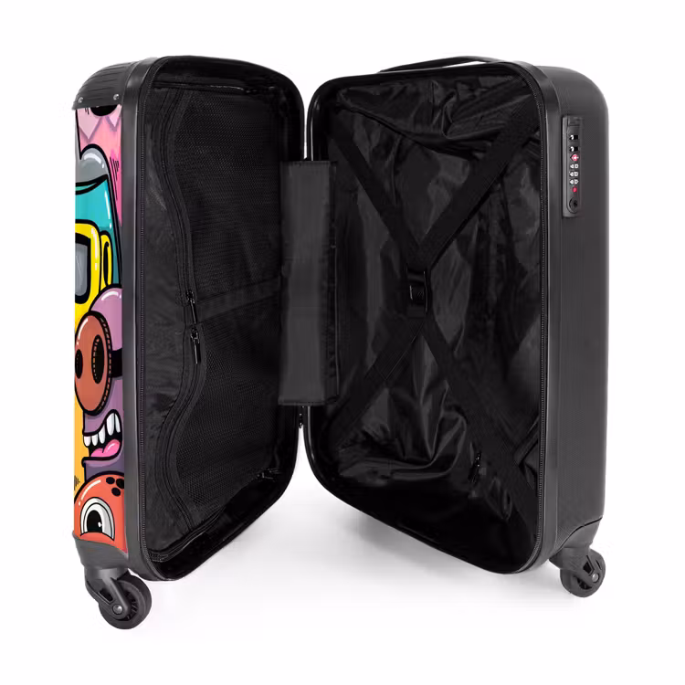 Kleurrijke Monsterparade NBS - Handbagage koffer - Unisex middel -binnenkant