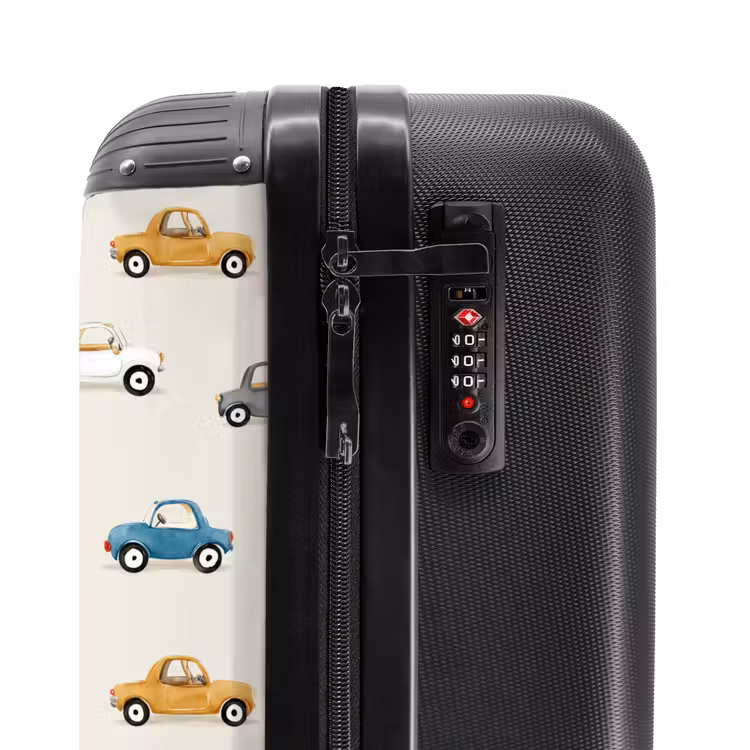 Kleurrijke retro autootjes NBS - Handbagage koffer - Volwassenen Unisex middel -slot
