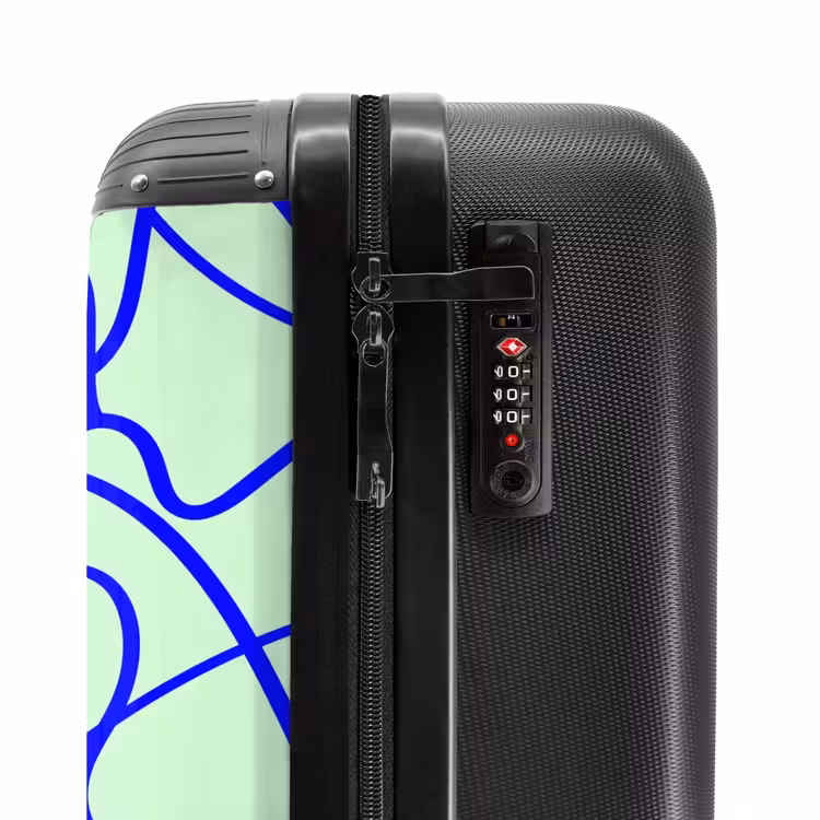 Kobaltblauw krulspoor op mintgroen NBS - Handbagage koffer - Volwassenen Unisex middel -slot