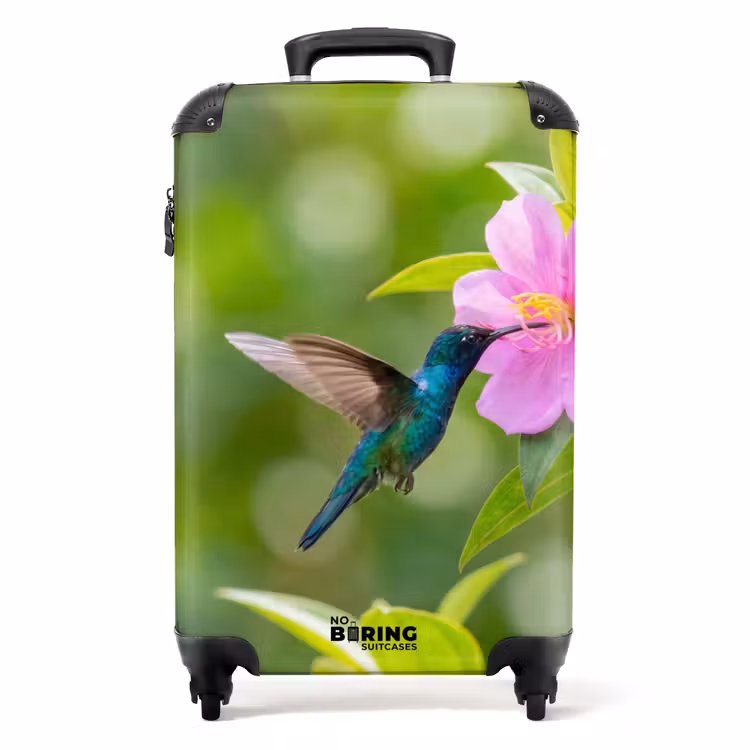 Koffer - Kolibrie - Bloem - Natuur - Groen - Kolibrie - Bloem - Natuur - Groen NBS - Handbagage koffer - Volwassenen Unisex middel