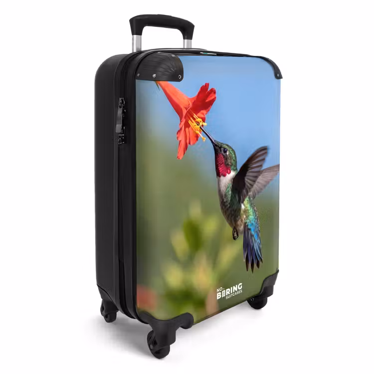 Koffer - Kolibrie - Bloem - Natuur - Groen - Kolibrie - Bloem - Natuur - Groen NBS - Handbagage koffer - Volwassenen Unisex middel