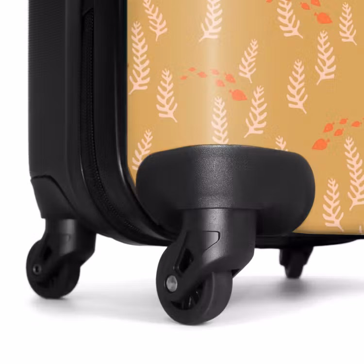 Koraal met vissen patroon oranje roze NBS - Handbagage koffer - Kinderen Unisex middel -wiel