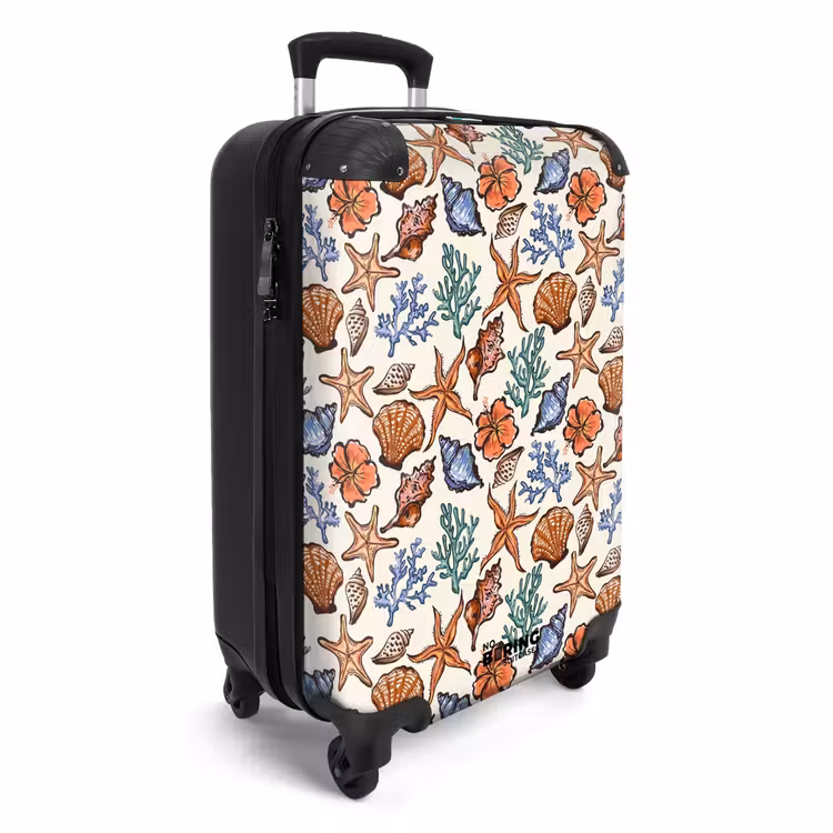 Koraal met zeesterren print NBS - Handbagage koffer - Volwassenen Unisex middel -productfoto_3d