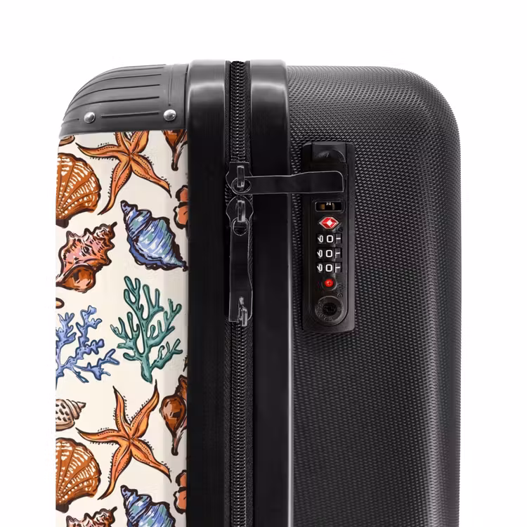 Koraal met zeesterren print NBS - Handbagage koffer - Volwassenen Unisex middel -slot