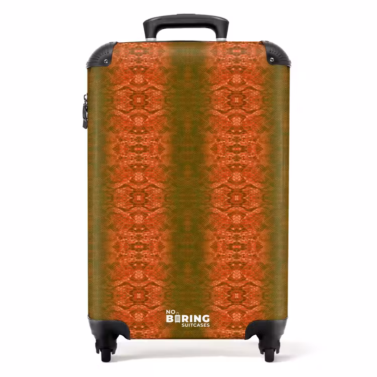 Koraalrood slangenhuid met symmetrische schubstructuur NBS - Handbagage koffer - Volwassenen Unisex middel -productfoto_recht