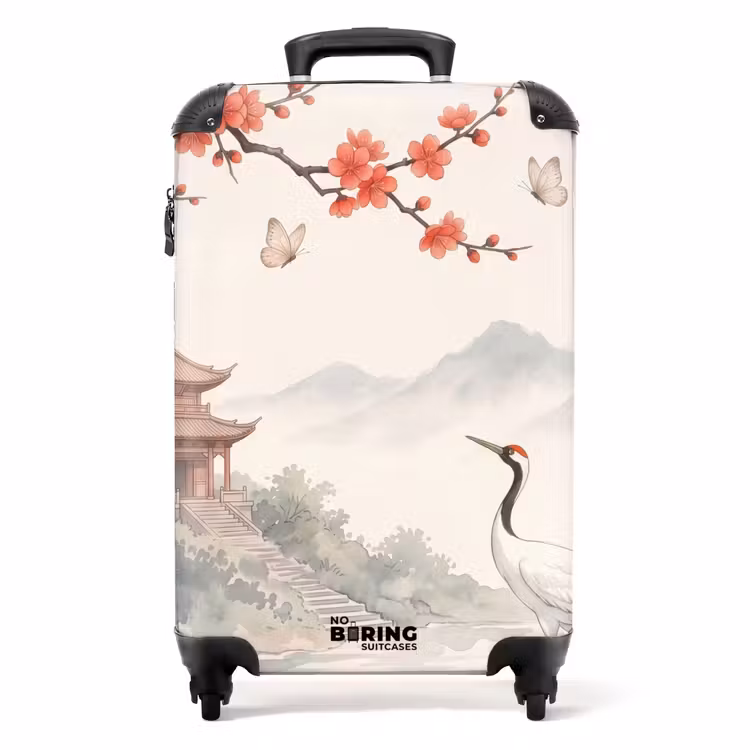 Koffer - Kraanvogel - Azië - Klassiek - Kraanvogel - Azië - Klassiek NBS - Handbagage koffer - Volwassenen Unisex middel