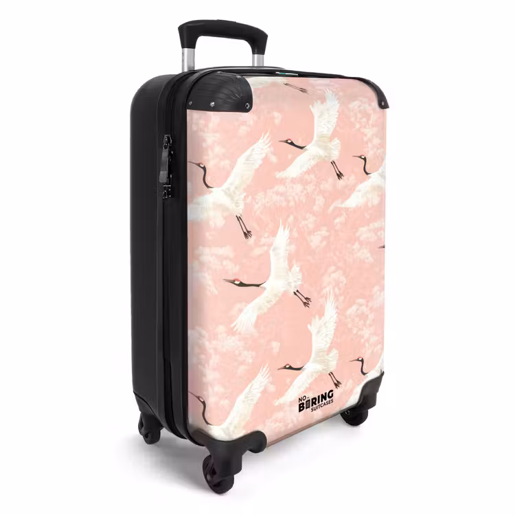 Kraanvogels - Bloesem - Roze NBS - Handbagage koffer - Volwassenen Unisex middel -productfoto_3d