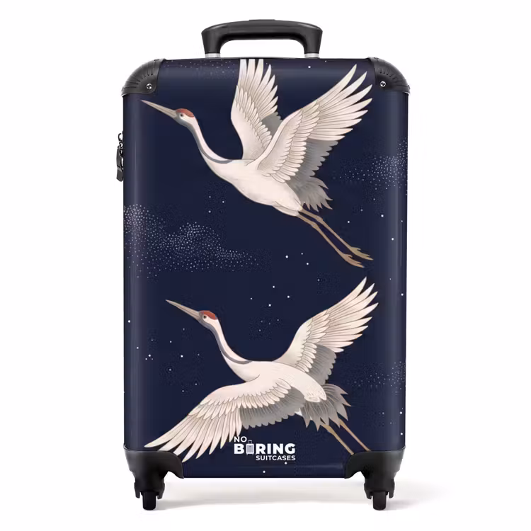 Koffer - Kraanvogels - Nachthemel - Blauw - Kraanvogels - Nachthemel - Blauw NBS - Handbagage koffer - Volwassenen Unisex middel