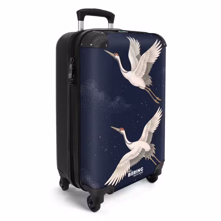 Koffer - Kraanvogels - Nachthemel - Blauw - Kraanvogels - Nachthemel - Blauw NBS - Handbagage koffer - Volwassenen Unisex middel