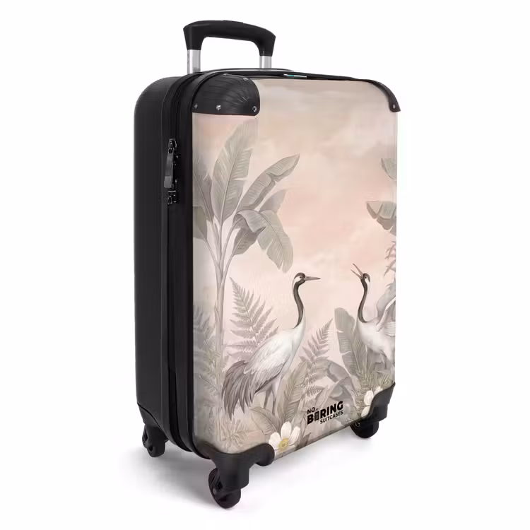 Koffer - Kraanvogels - Natuur - Roze - Kraanvogels - Natuur - Roze NBS - Handbagage koffer - Volwassenen Unisex middel