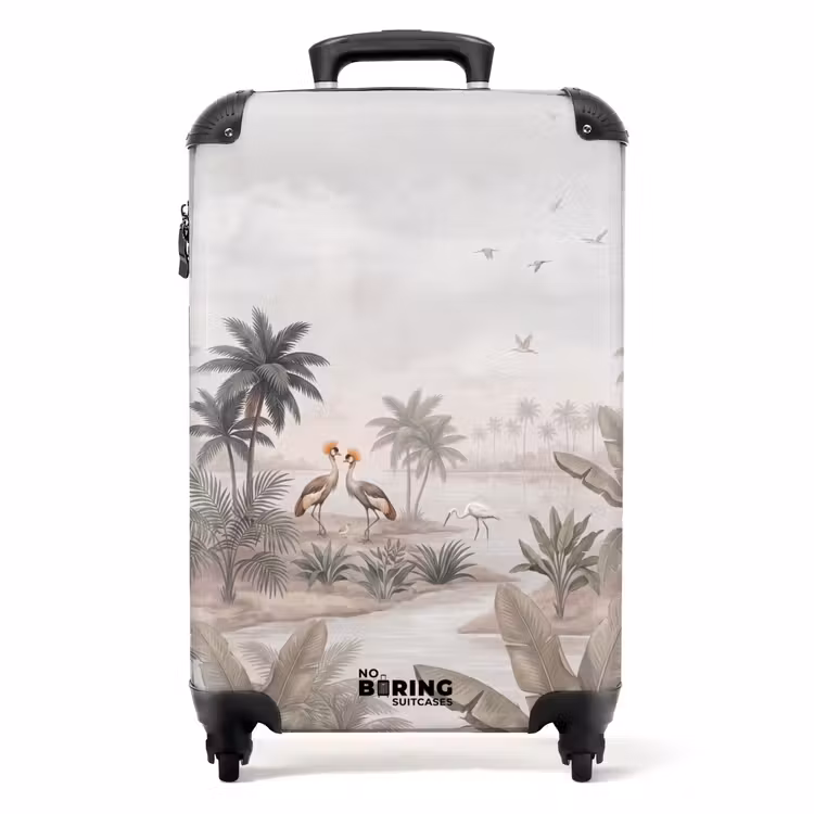 Koffer - Kraanvogels - Palmbomen - Tropisch - Kraanvogels - Palmbomen - Tropisch NBS - Handbagage koffer - Volwassenen Unisex middel