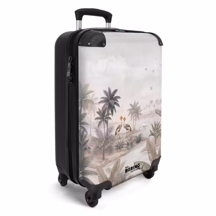 Koffer - Kraanvogels - Palmbomen - Tropisch - Kraanvogels - Palmbomen - Tropisch NBS - Handbagage koffer - Volwassenen Unisex middel