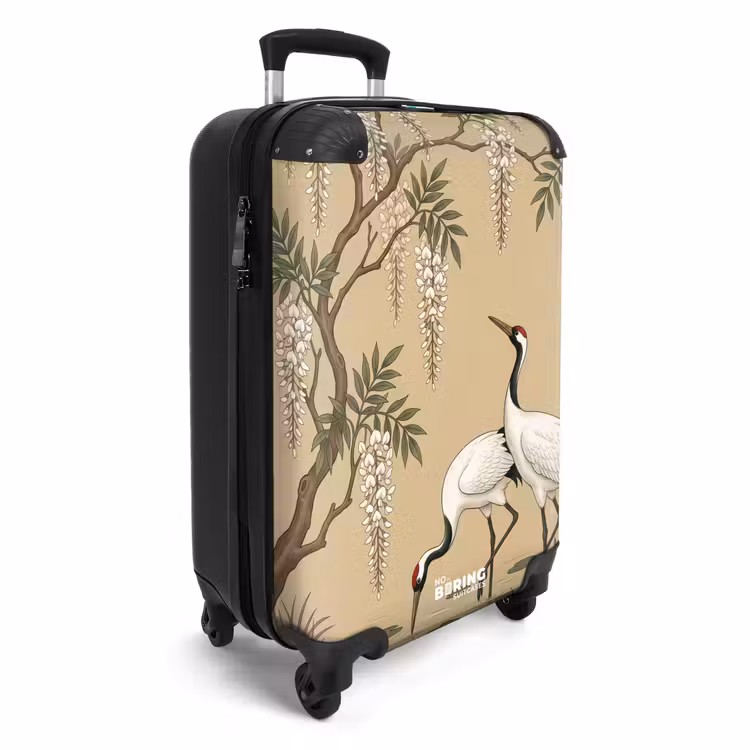 Koffer - Kraanvogels - Water - Beige - Kraanvogels - Water - Beige NBS - Handbagage koffer - Volwassenen Unisex middel