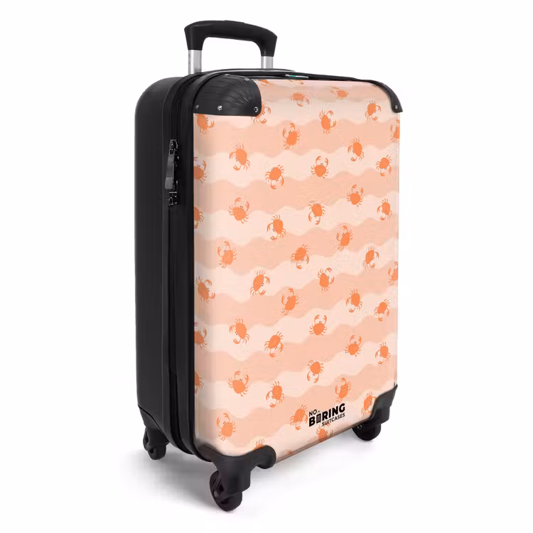 Krab patroon roze oranje NBS - Handbagage koffer - Kinderen Unisex middel -productfoto_3d