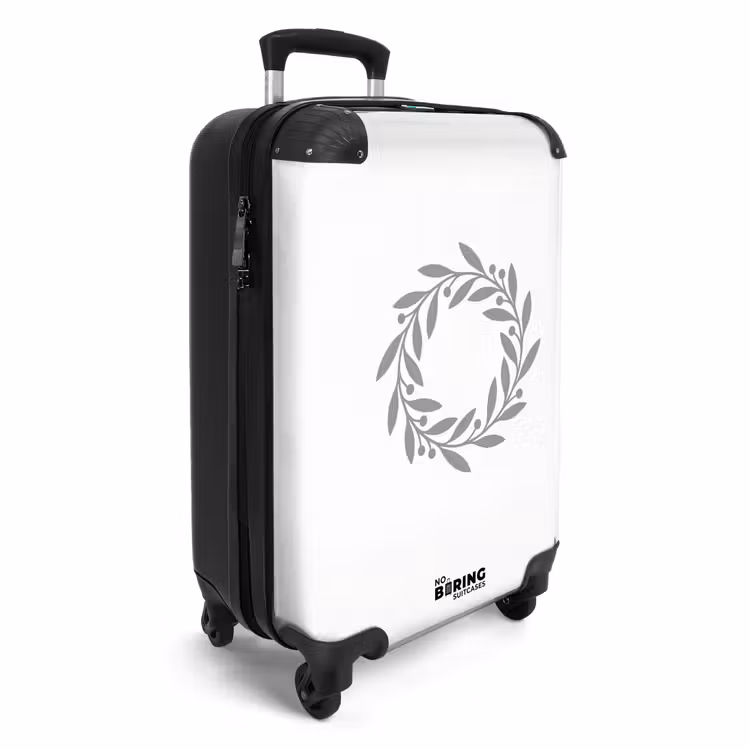 Koffer - Krans - Bladeren - Natuur - Minimalistisch - Grijs - Krans - Bladeren - Natuur - Minimalistisch - Grijs NBS - Handbagage koffer - Volwassenen Unisex middel
