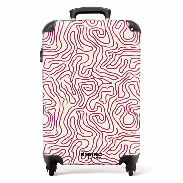 Kronkelende lijn - Magenta - Crème NBS - Handbagage koffer - Volwassenen Unisex middel -productfoto_recht