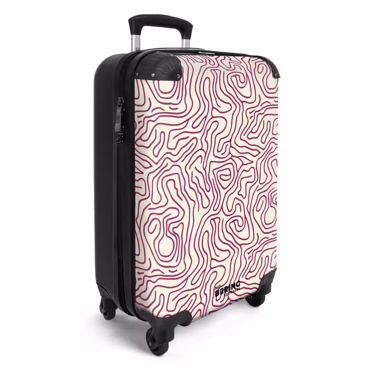Kronkelende lijn - Magenta - Crème NBS - Handbagage koffer - Volwassenen Unisex middel -productfoto_3d