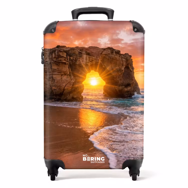 Koffer - Kust - Rots - Zonsondergang - Zee - Natuur - Kust - Rots - Zonsondergang - Zee - Natuur NBS - Handbagage koffer - Volwassenen Unisex middel