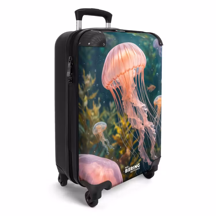 Koffer - Kwal - Roze - Onderwater - Zeeleven - Dieren - Kwal - Roze - Onderwater - Zeeleven - Dieren NBS - Handbagage koffer - Volwassenen Unisex middel