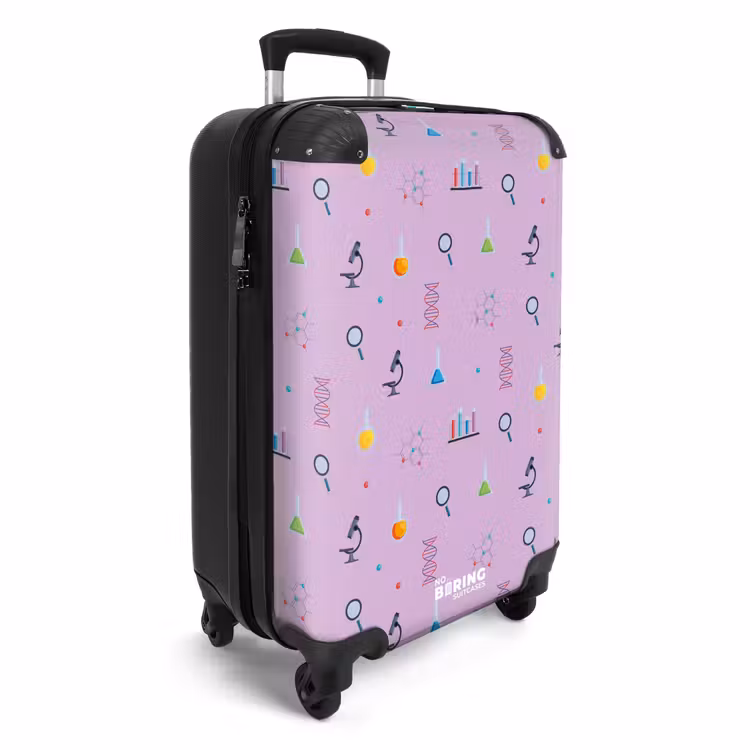 Laboratorium en wetenschapspatroon op paarse achtergrond NBS - Handbagage koffer - Kinderen Unisex middel -productfoto_3d