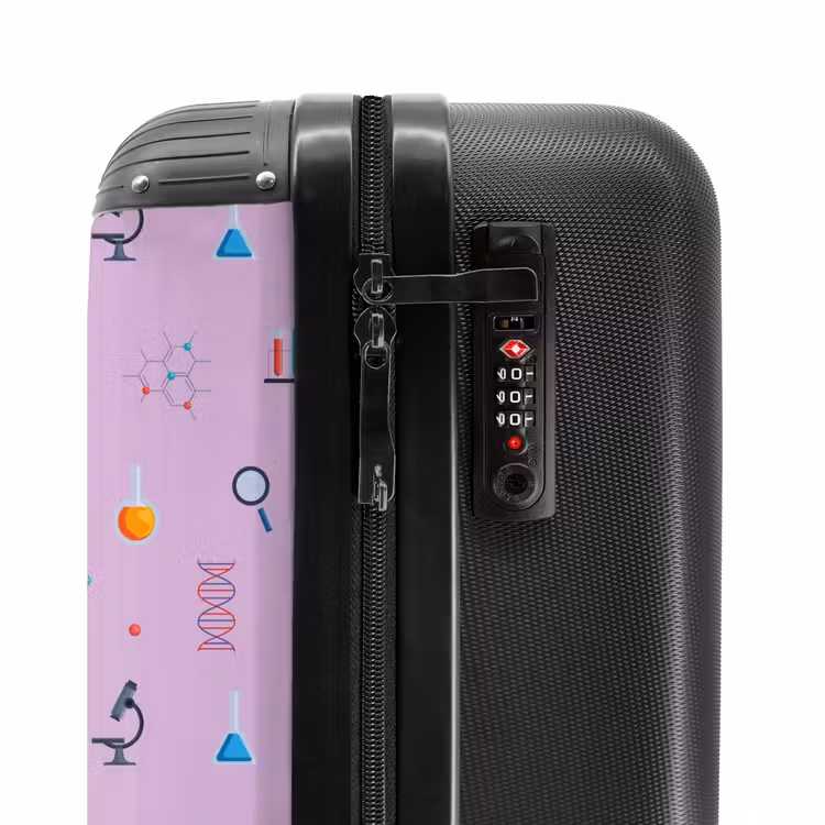 Laboratorium en wetenschapspatroon op paarse achtergrond NBS - Handbagage koffer - Kinderen Unisex middel -slot