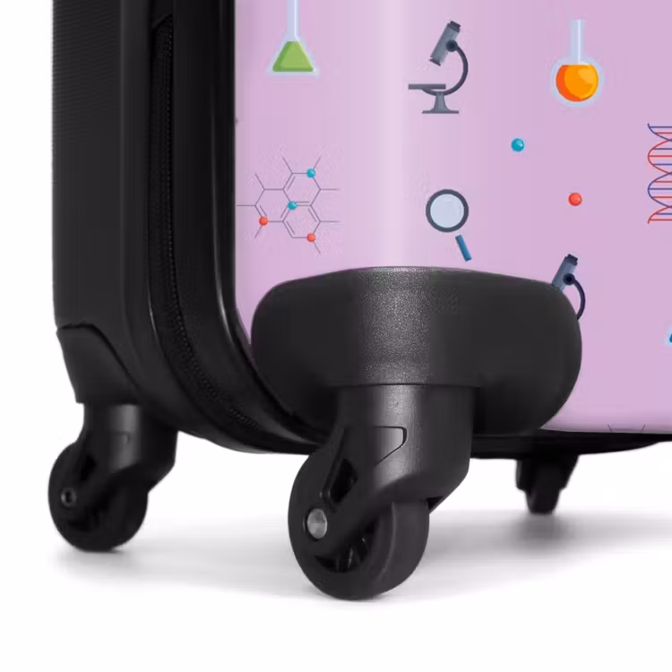 Laboratorium en wetenschapspatroon op paarse achtergrond NBS - Handbagage koffer - Kinderen Unisex middel -wiel