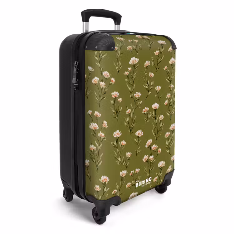 Landelijk - Bloemen - Groen NBS - Handbagage koffer - Volwassenen Unisex middel -productfoto_3d