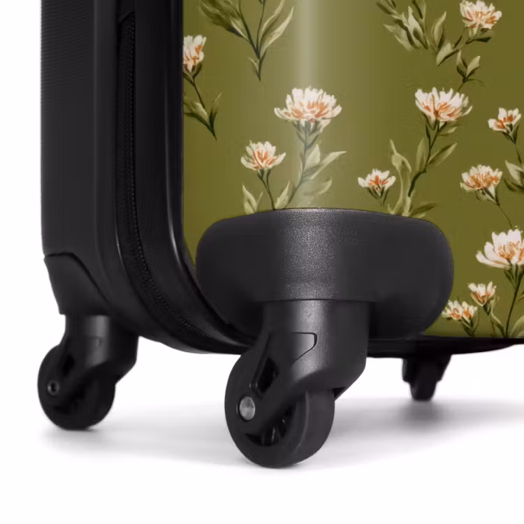 Landelijk - Bloemen - Groen NBS - Handbagage koffer - Volwassenen Unisex middel -wiel