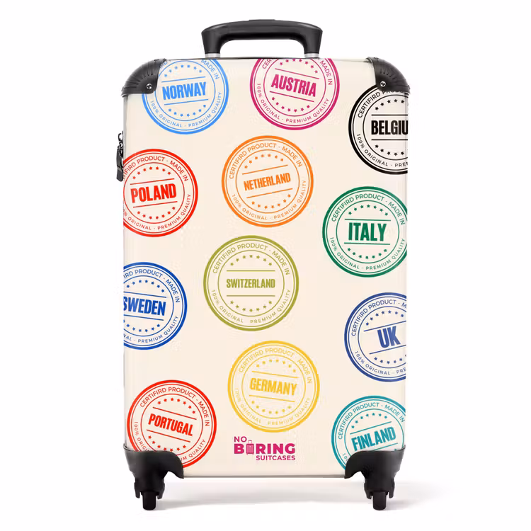 Koffer - Landen - Cirkels - Kleurrijk - Landen - Cirkels - Kleurrijk NBS - Handbagage koffer - Volwassenen Unisex middel
