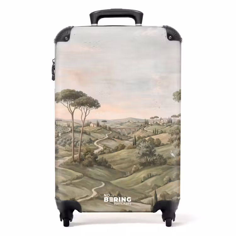 Koffer - Landschap - Heuvels - Zandpad - Groen - Landschap - Heuvels - Zandpad - Groen NBS - Handbagage koffer - Volwassenen Unisex middel